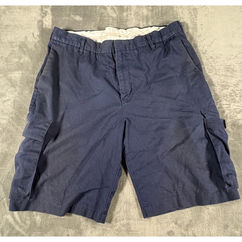 WearGuard Mens Cargo Shorts 36 Navy Blue Twill Utility Pockets